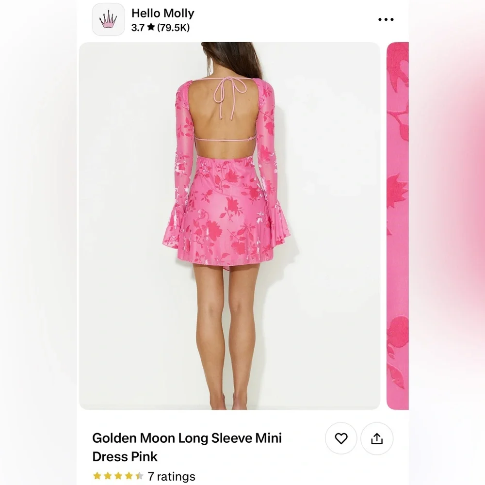 Hello Molly Pink Long Sleeve Dress - Picture 2 of 2
